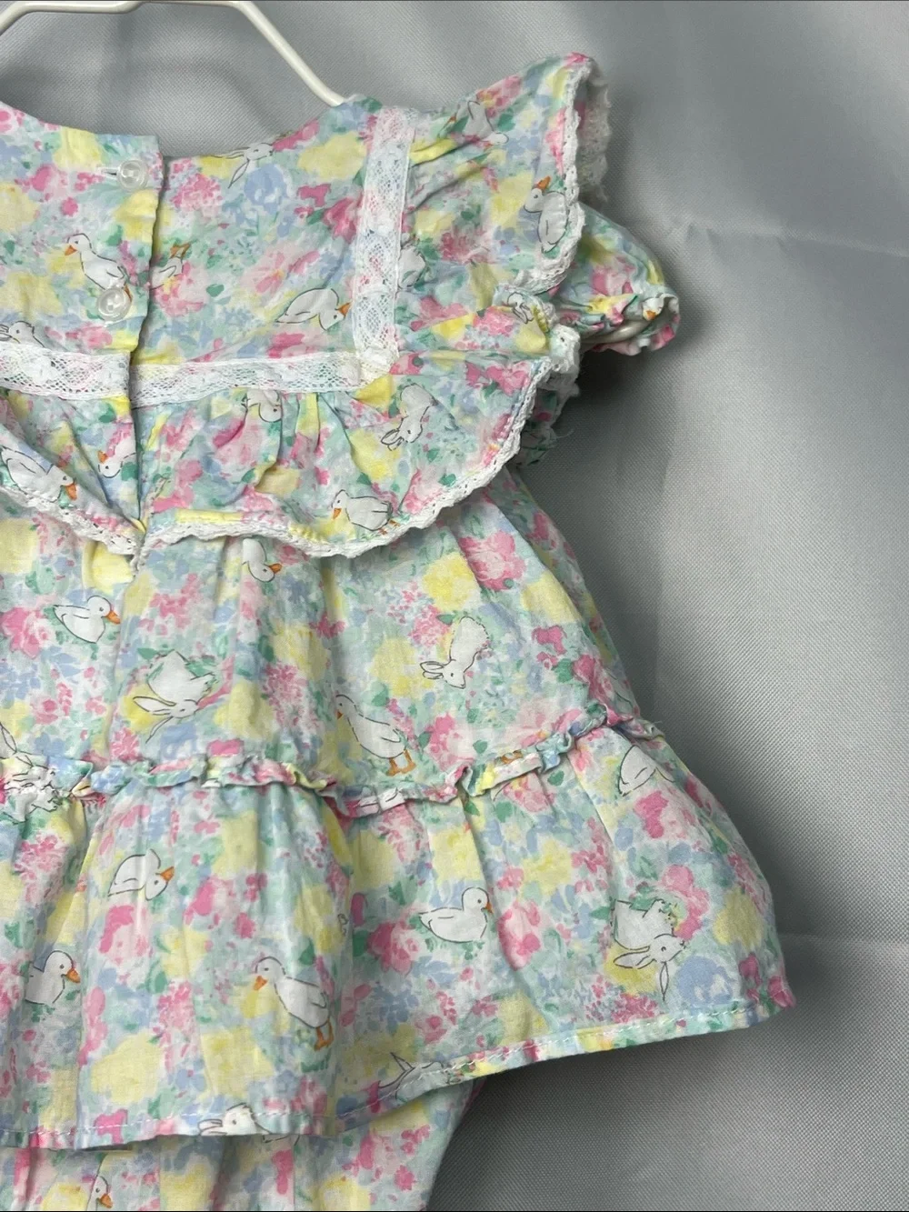 Janie and Jack Pastel Floral Ruffle Dress & Diaper Cover - Pink, Yellow, Blue